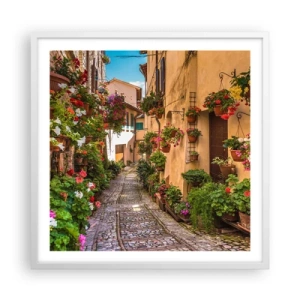 Pôster em moldura branca - Beco italiano - 60x60 cm
