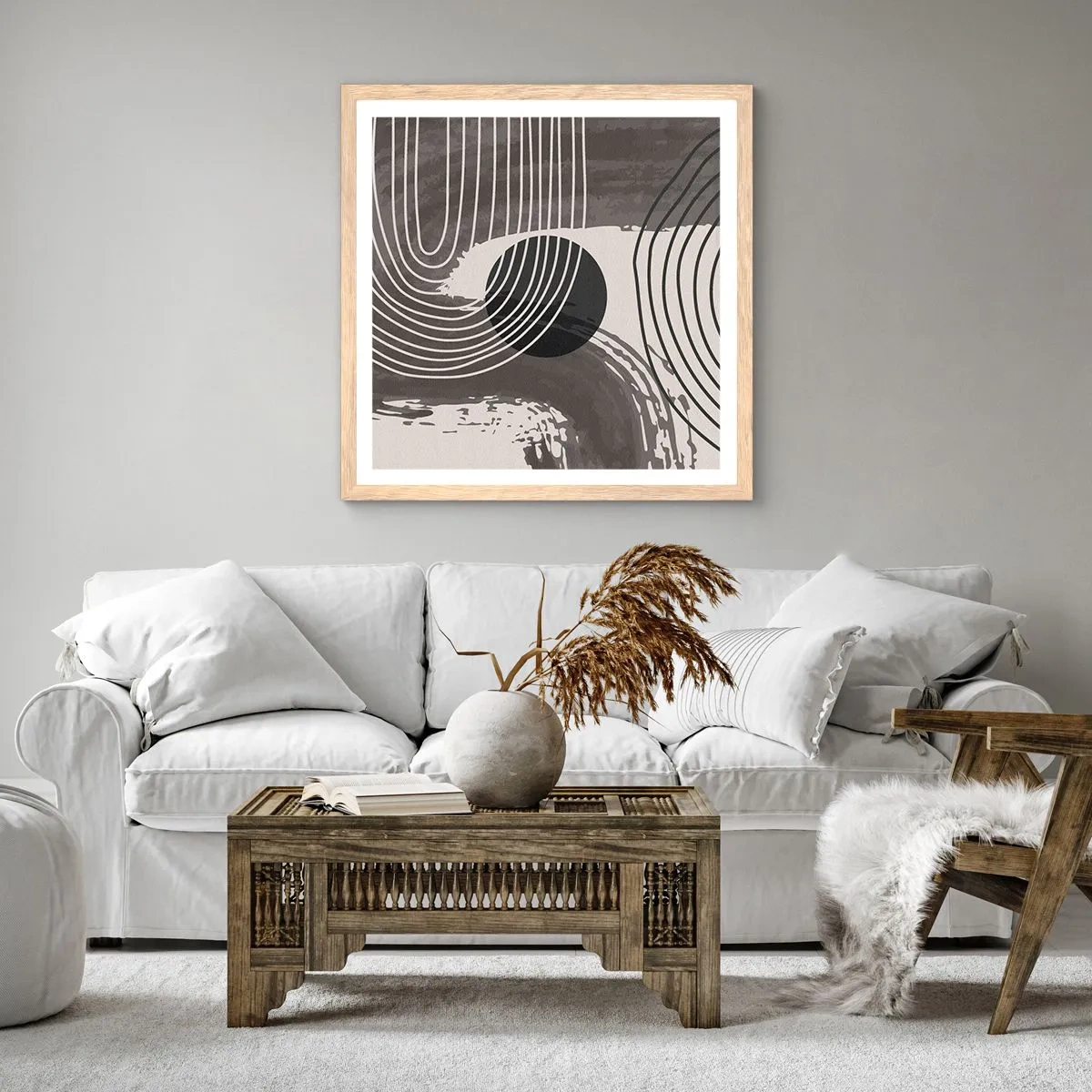 Pôster com moldura de carvalho claro - O oval vence - 30x30 cm