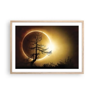 Pôster com moldura de carvalho claro - Eclipse total - 70x50 cm