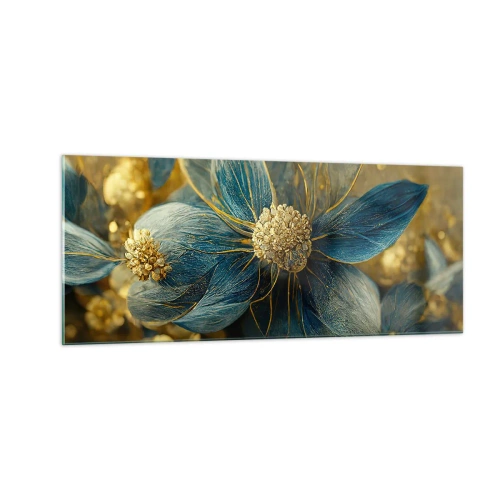 Quadro em vidro - Florescer com ouro - 100x40 cm