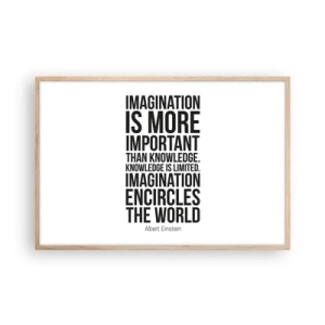 Pôster com moldura de carvalho claro - Einstein sobre o poder da imaginação - 91x61 cm