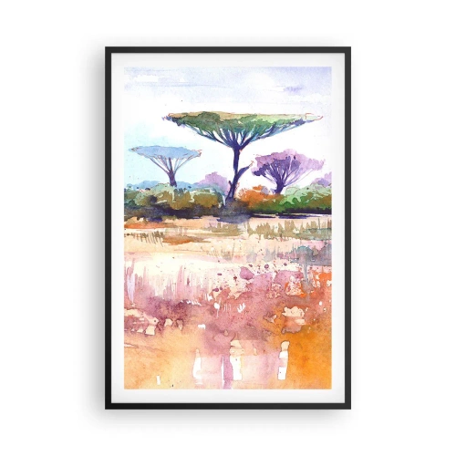 Pôster com moldura preta - Cores da savana - 61x91 cm