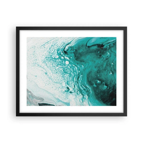Pôster com moldura preta - Derreter a branco e turquesa - 50x40 cm
