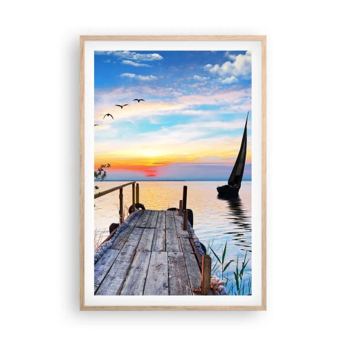 Pôster com moldura de carvalho claro - Boa noite - 61x91 cm