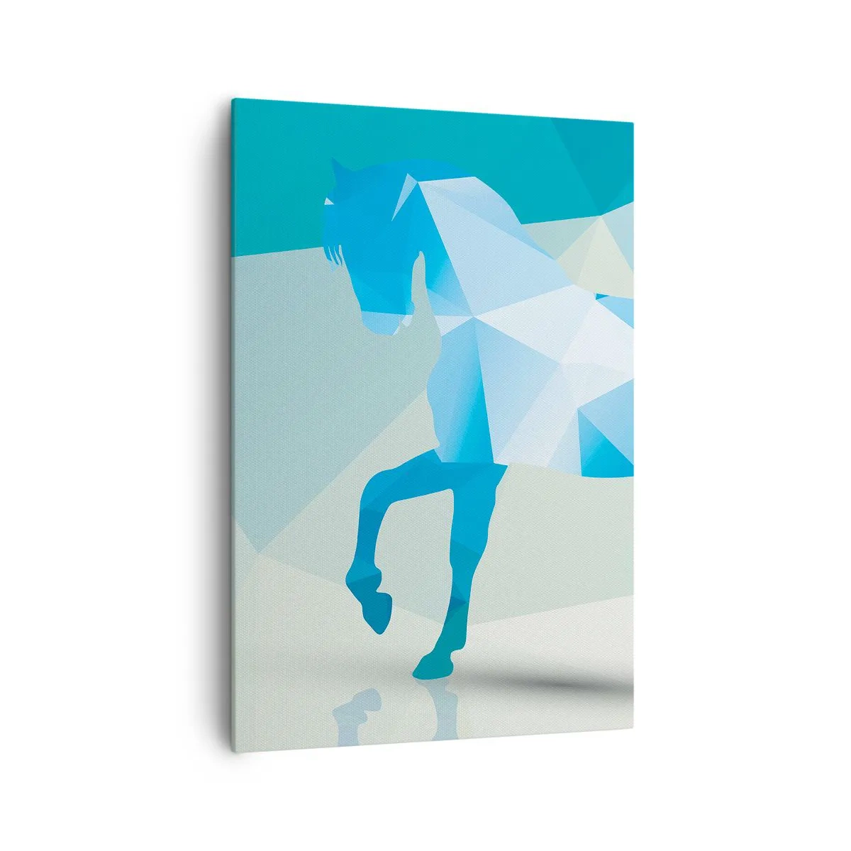 Quadro em tela - Cavalo geométrico em turquesa - 70x100 cm