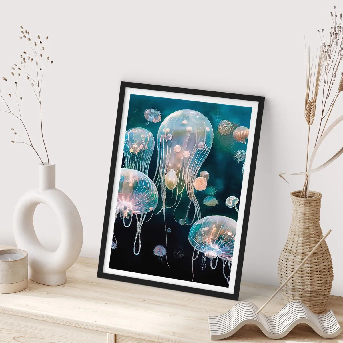 Pôster com moldura preta - Bola Subaquática - 61x91 cm