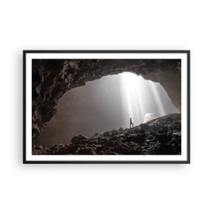 Pôster com moldura preta - Gruta luminosa - 91x61 cm