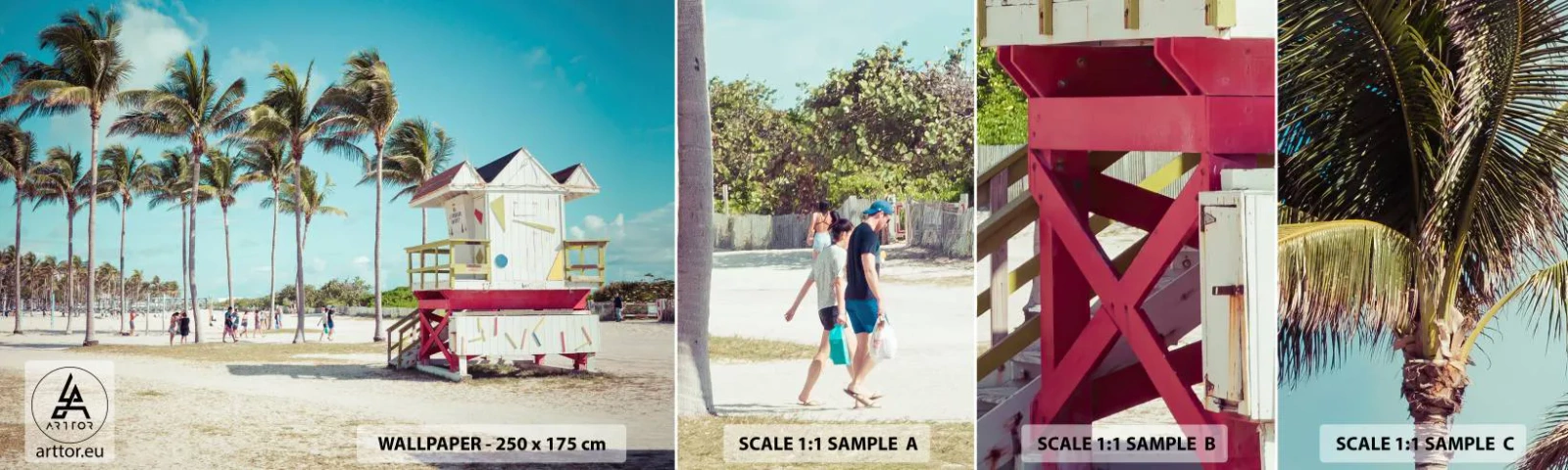 Amostra de papel de parede autocolante Deluxe Sticker - Um belo dia pela frente - Paisagem, Praia, Flórida - 100x30 cm