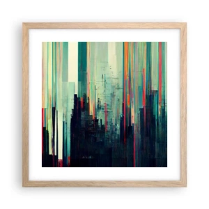 Pôster com moldura de carvalho claro - Cidade futurista - 40x40 cm