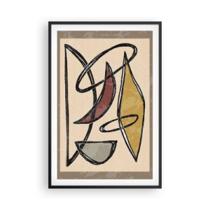 Pôster com moldura preta - Composição – arcos e ovais - 61x91 cm