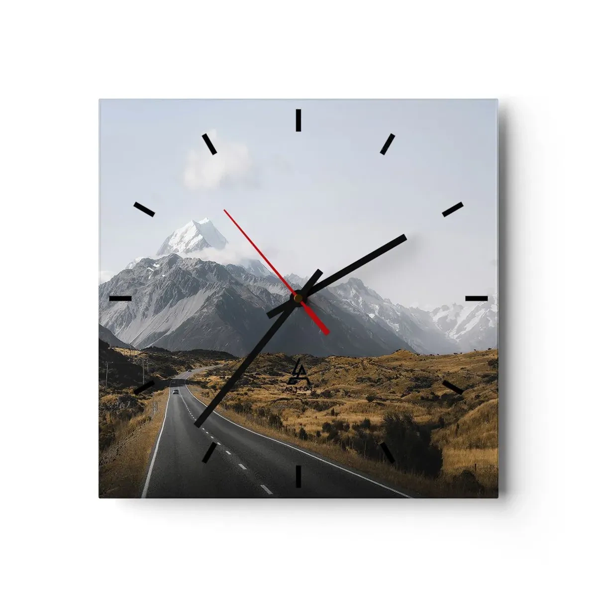 Relógio de parede - Relógio em vidro - O caminho para o coração das montanhas - 30x30 cm