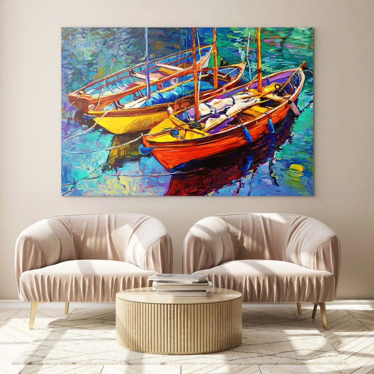 Quadro em vidro - Em águas espessas pelas cores - 100x70 cm