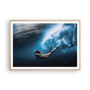 Pôster com moldura de carvalho claro - Sereia moderna - 100x70 cm