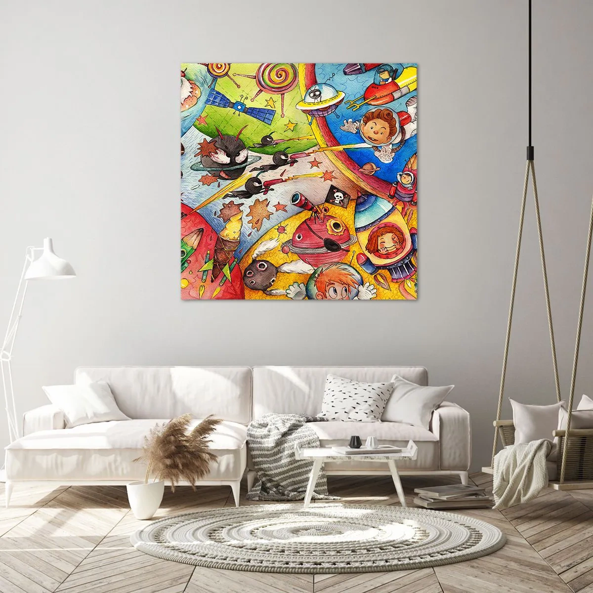 Quadro em tela - Uma grande aventura espacial - 70x70 cm