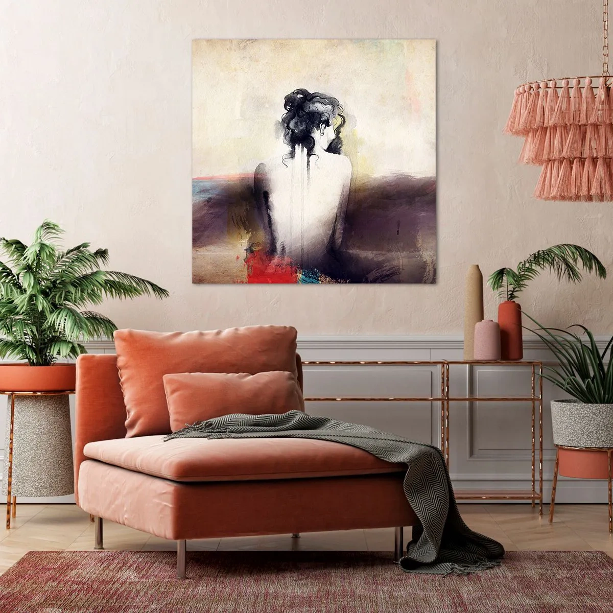 Quadro em tela - Linhas suaves, formas ovais - 70x70 cm