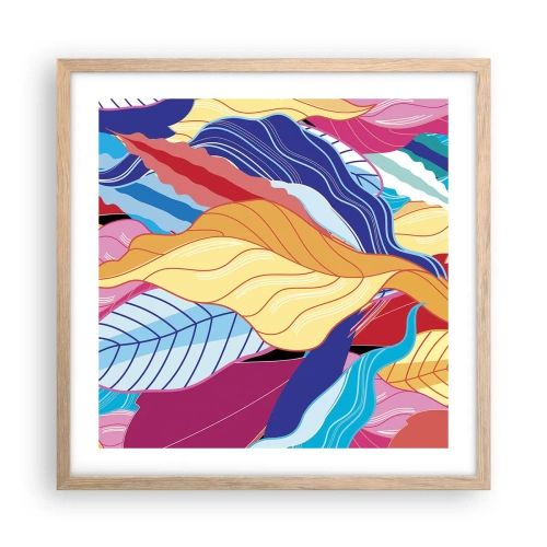 Pôster com moldura de carvalho claro - Bagunça colorida - 50x50 cm