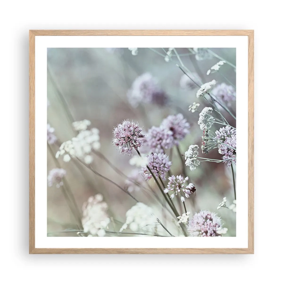 Pôster com moldura de carvalho claro - Doce delicadeza das ervas - 60x60 cm