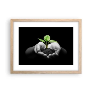 Pôster com moldura de carvalho claro - Eu amo a natureza, eu a protejo - 40x30 cm