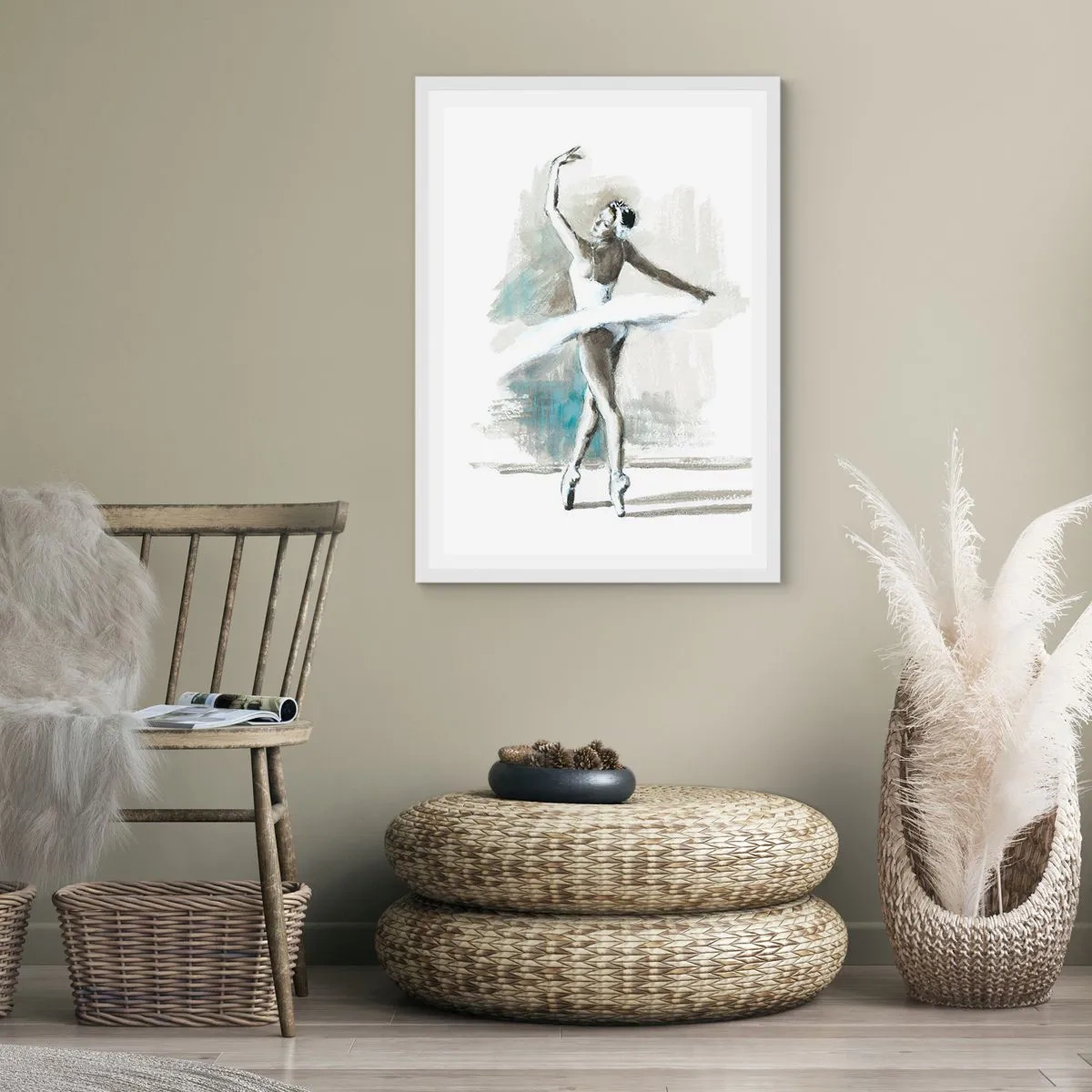 Pôster em moldura branca - Encantada num cisne - 70x100 cm