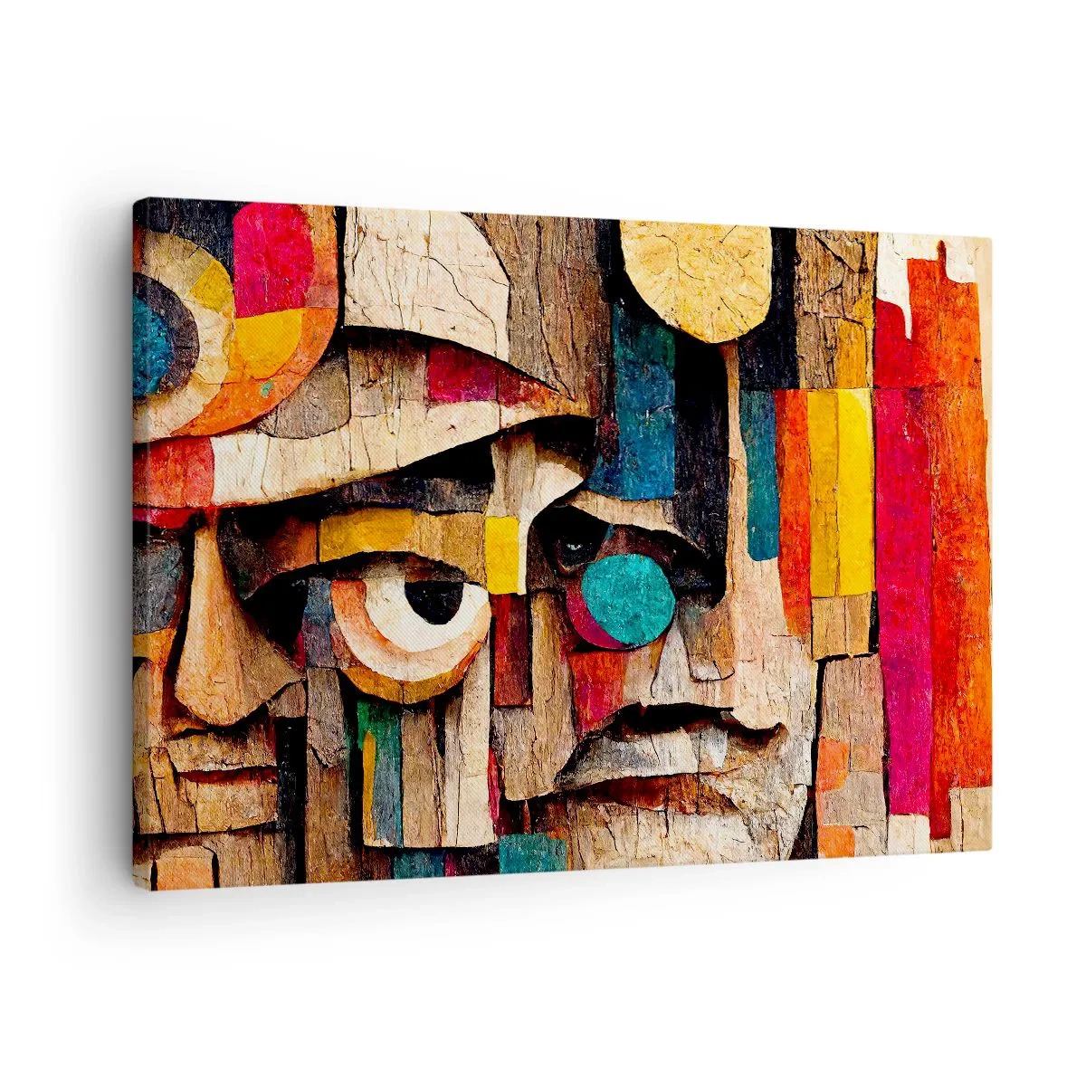Quadro em tela - Rostos abstratos em cores intensas - 70x50cm - Vejo-te... - Decoração de parede moderna para a sala de estar e quarto ARTTOR