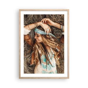 Pôster com moldura de carvalho claro - A caminho do verão do amor - 50x70 cm