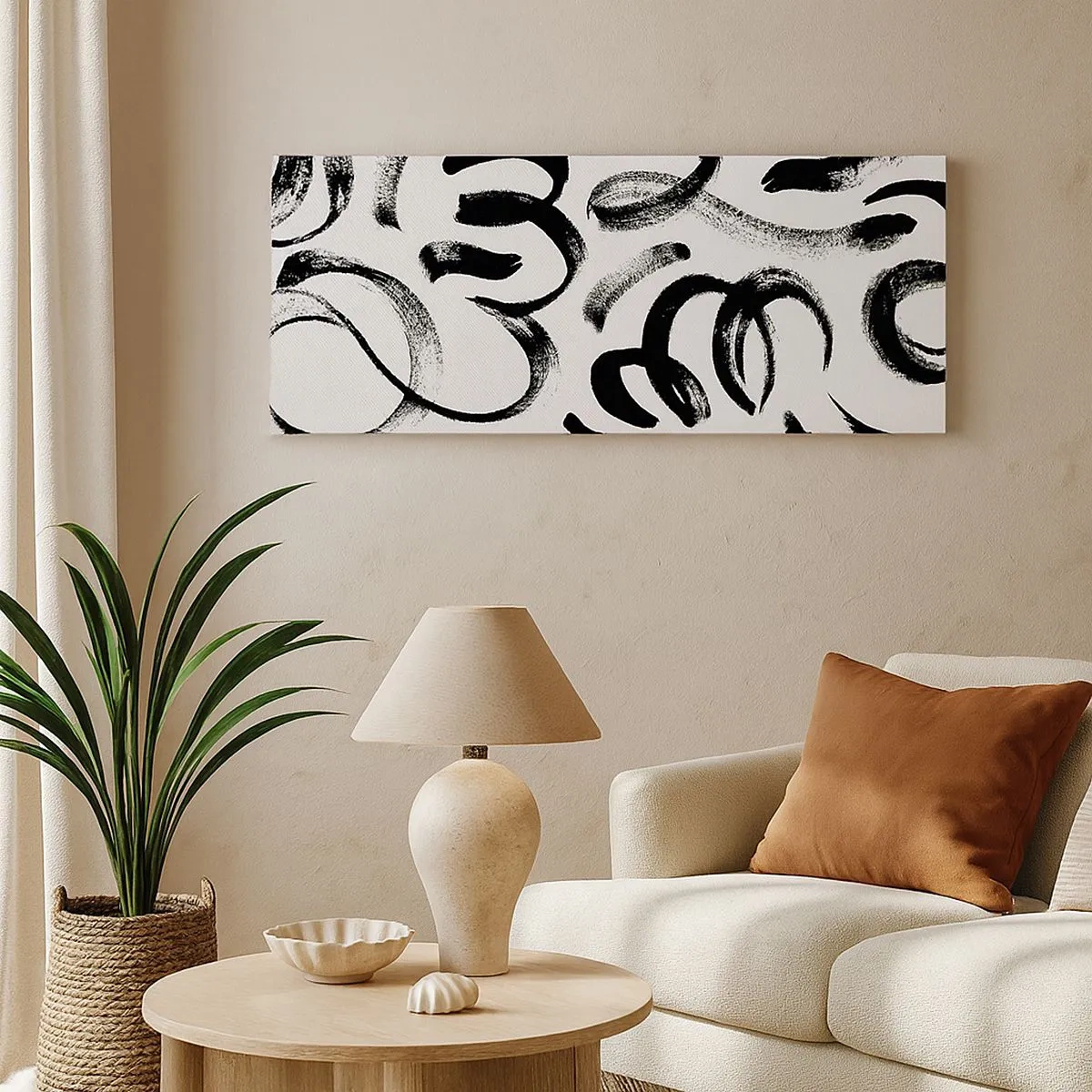 Quadro em tela - Preto sobre branco - 100x40 cm