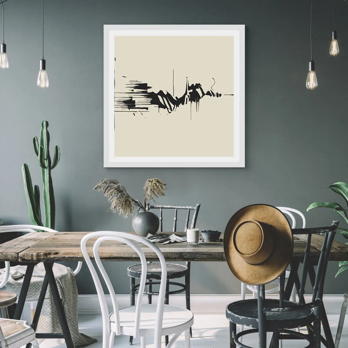 Pôster em moldura branca - Abstração apressada - 40x40 cm