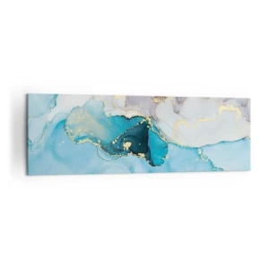 Quadro em tela - Estudo do encontro do cinza e turquesa - 160x50 cm