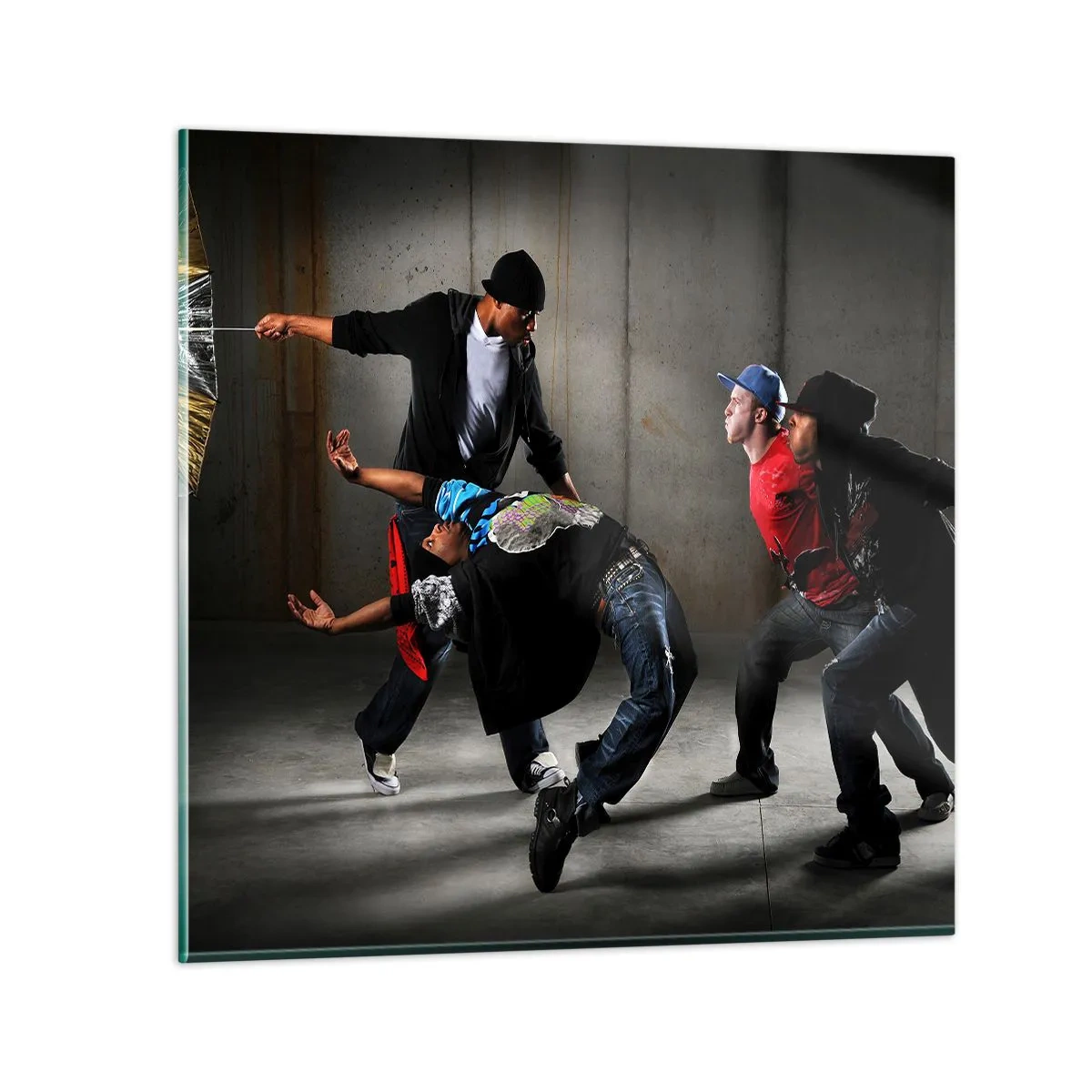 Quadro em vidro - Dançando com o vento da rua - 70x70 cm