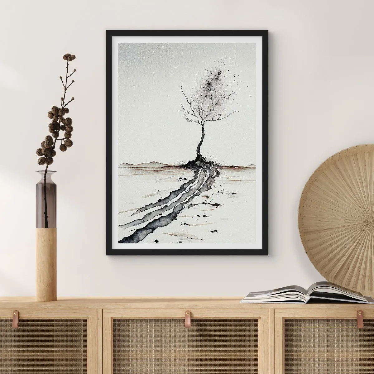 Pôster com moldura preta - Melancolia de inverno - 61x91 cm