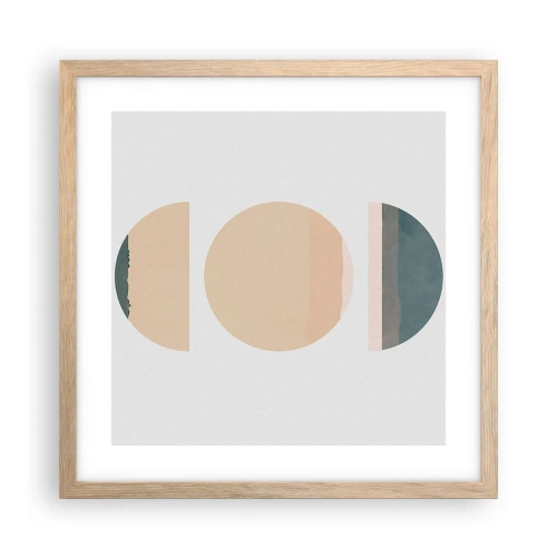 Pôster com moldura de carvalho claro - Círculo entre círculos - 40x40 cm