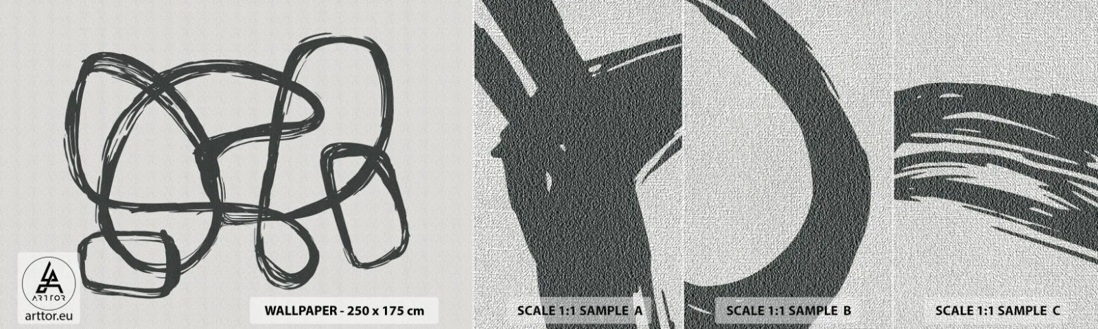 Amostra de papel de parede Premium Canvas - Abstração em loop - Boho, Pedaço, Minimalista - 100x30 cm