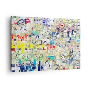 Quadro em tela - Grafite abstrato com inscrições e padrões coloridos - 70x50cm - Simplesmente agradável aos olhos - Decoração de parede moderna para a sala de estar e quarto ARTTOR