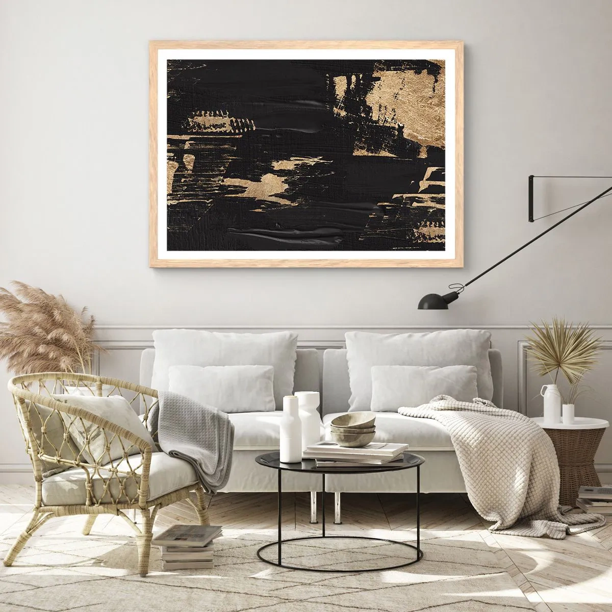 Pôster com moldura de carvalho claro - Rastro de toque - 100x70 cm