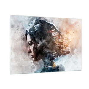 Quadro em vidro - Uma história sobre uma menina e uma cidade ao fundo - 100x70 cm