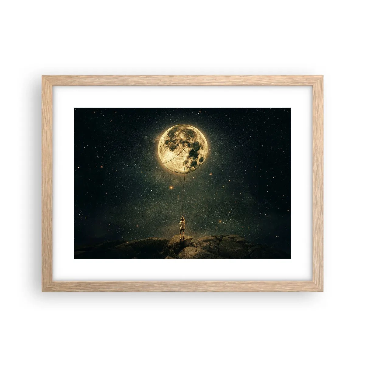 Pôster com moldura de carvalho claro - Aquele que roubou a lua - 40x30 cm