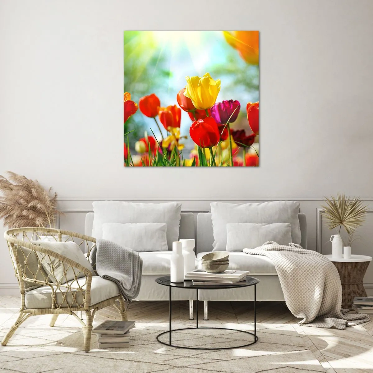 Quadro em vidro - Todas as cores do sol - 60x60 cm