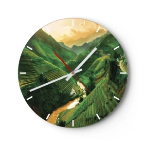 Relógio de parede - Relógio em vidro - Vale vietnamita - 40x40 cm