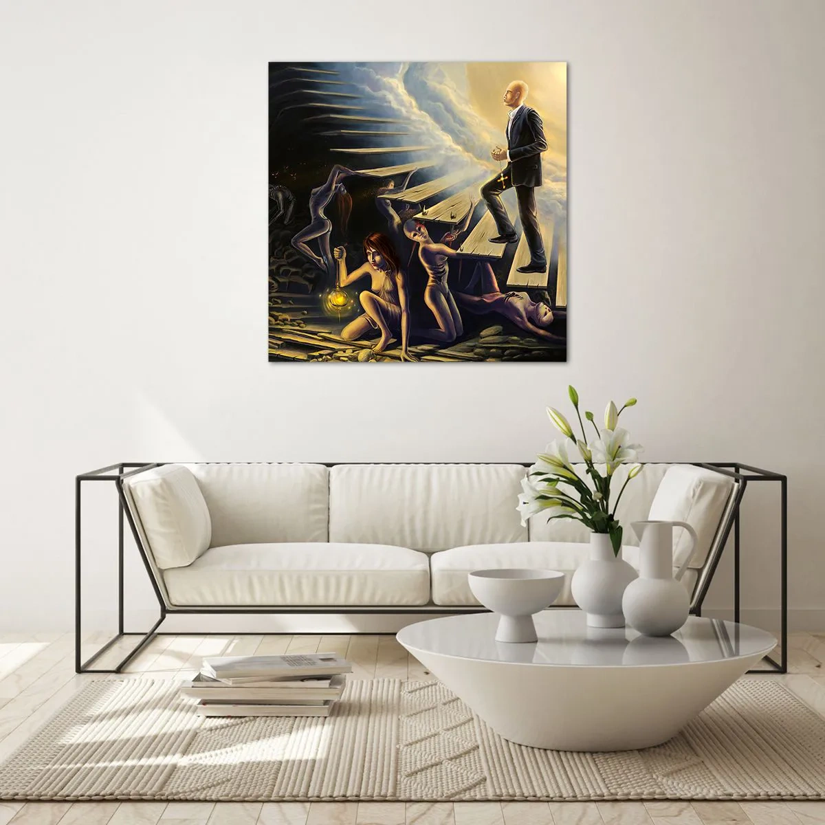 Quadro em vidro - A viagem de Dante à luz - 40x40 cm