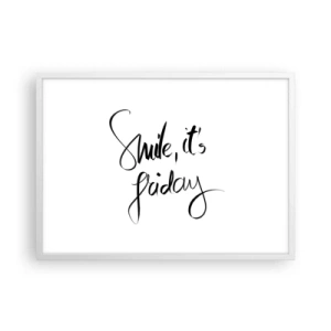 Pôster em moldura branca - Verdadeira alegria - 70x50 cm