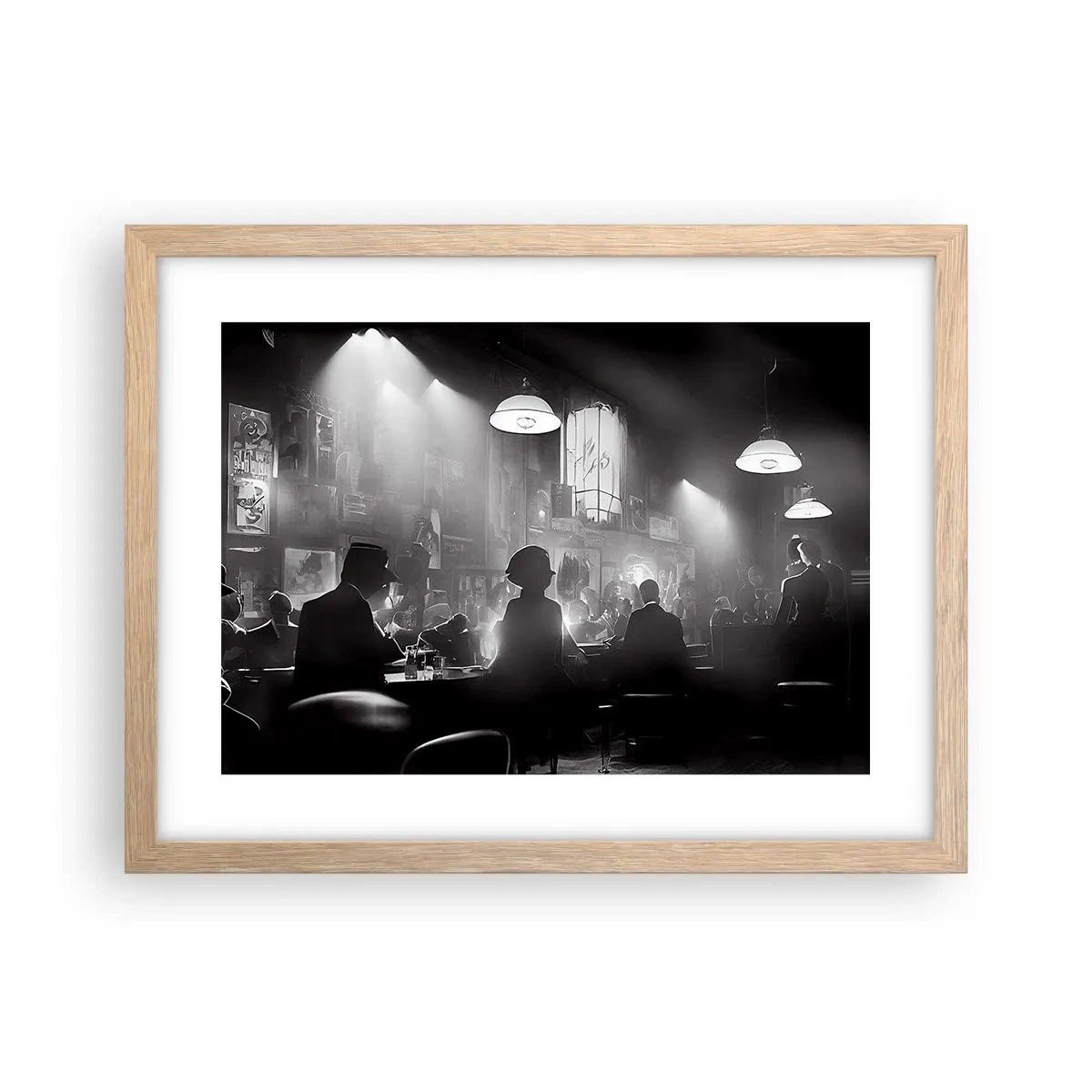 Pôster com moldura de carvalho claro - Em uma atmosfera de jazz - 40x30 cm