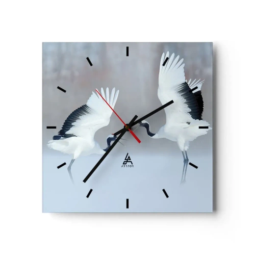 Relógio de parede - Relógio em vidro - Dança no nevoeiro - 30x30 cm