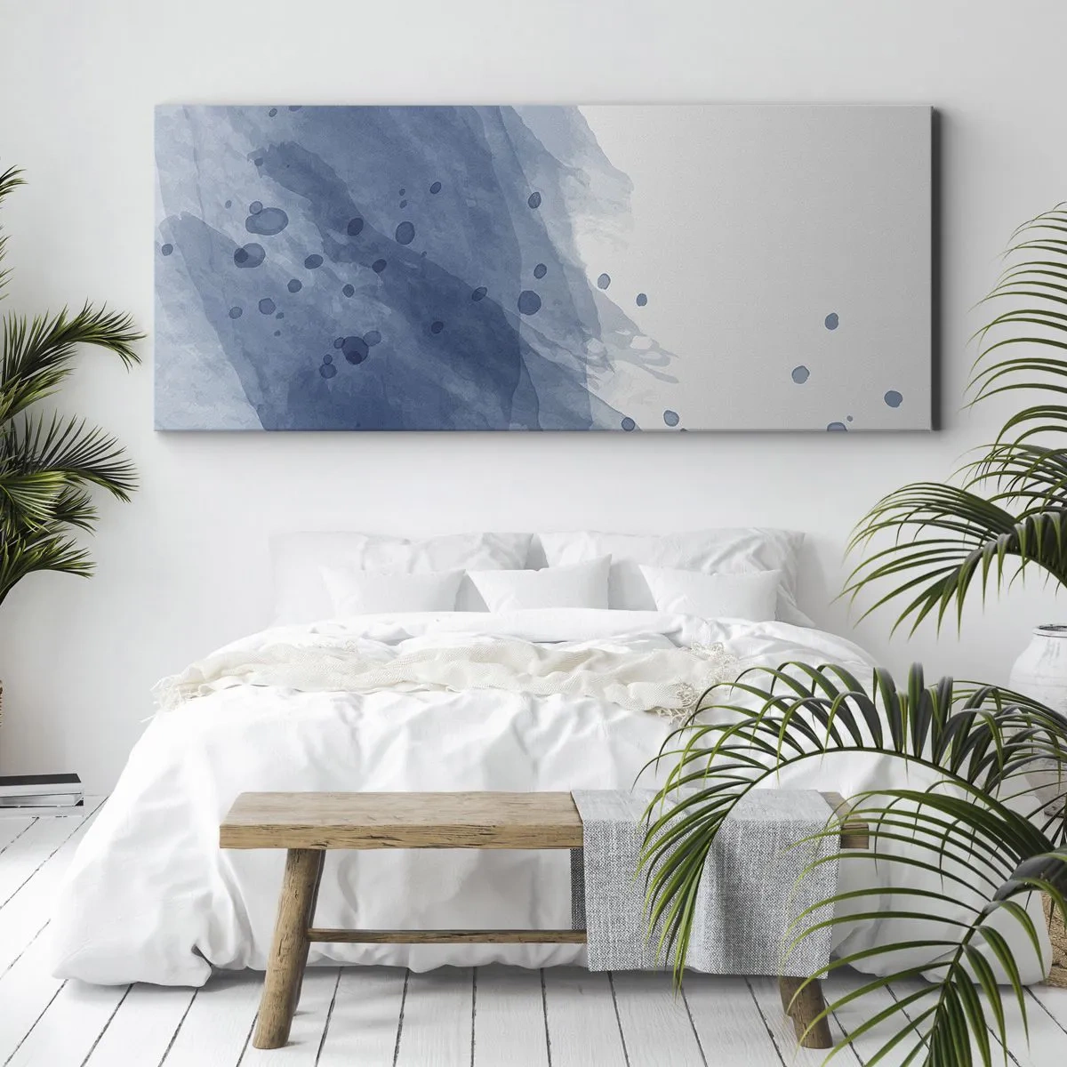 Quadro em tela - Tule azul - 140x50 cm