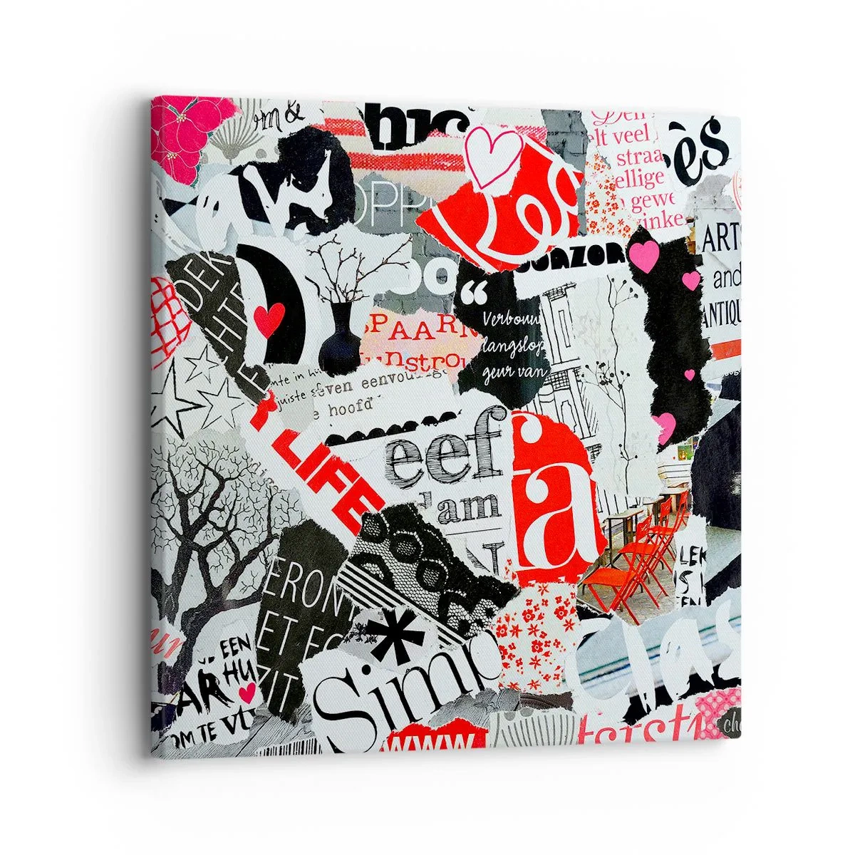 Quadro em tela - Colagem hipster - 30x30 cm
