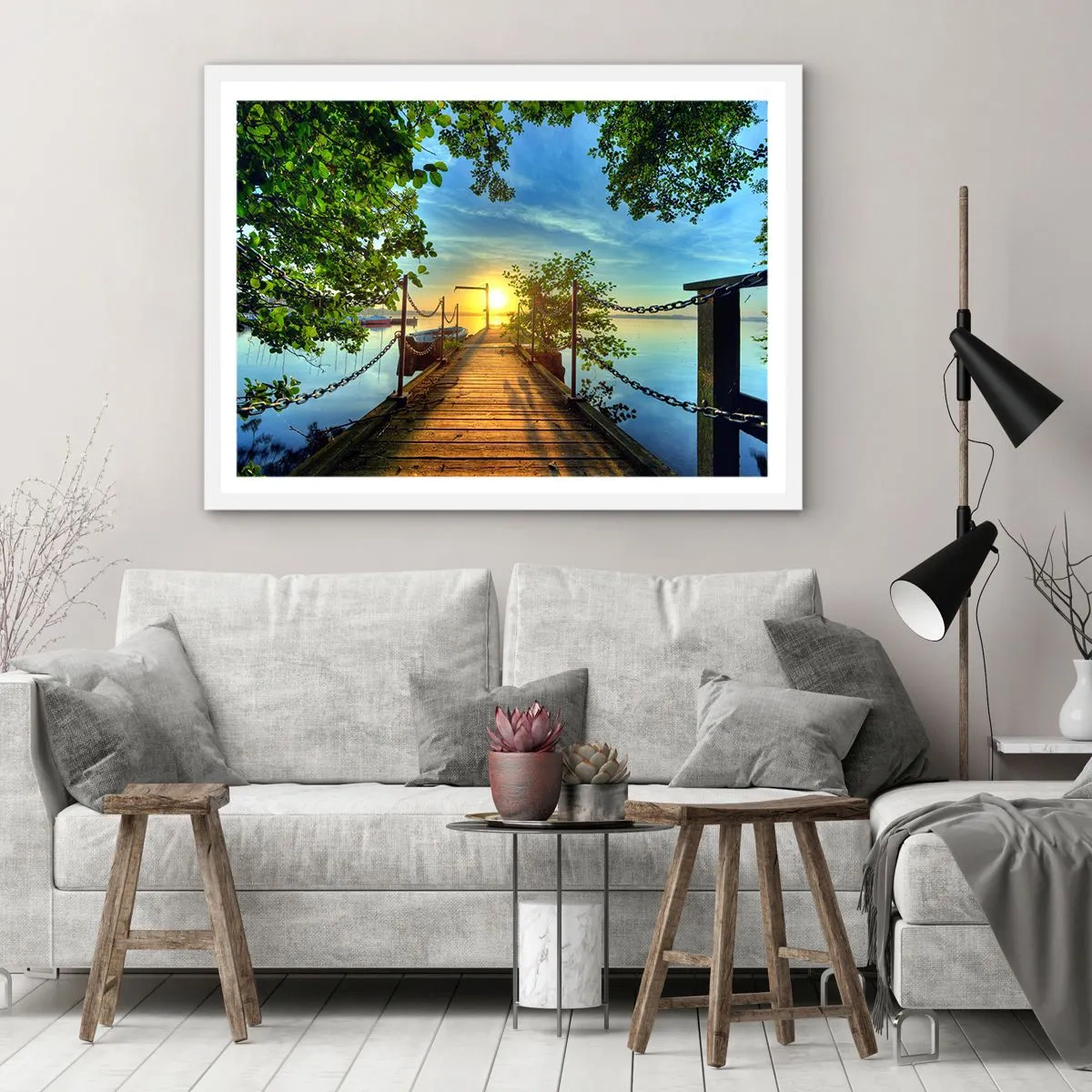 Pôster em moldura branca - Oeste sobre a água - 100x70 cm