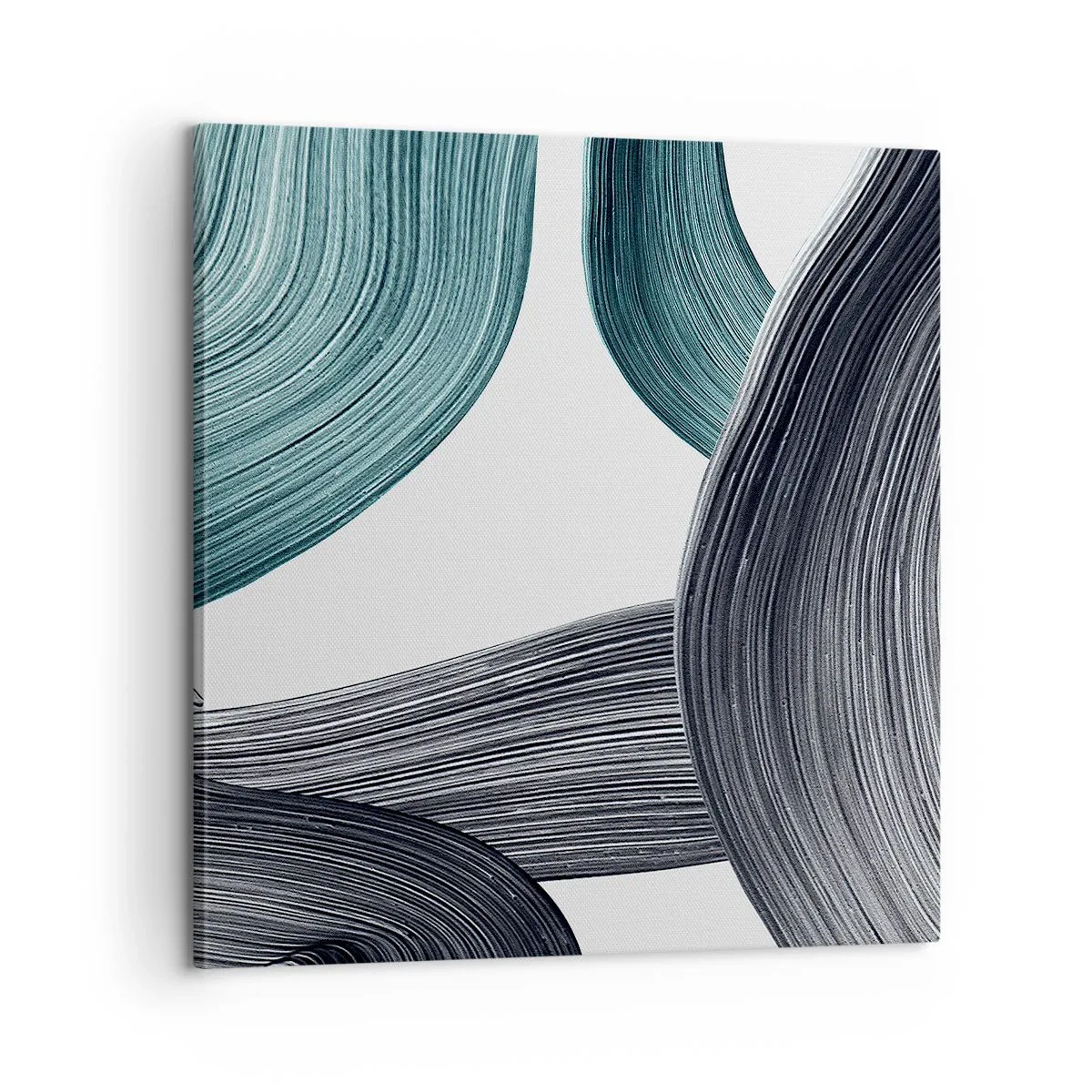 Quadro em tela - Trilhas esmeralda e preta - 60x60 cm