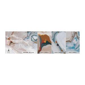 Amostra de papel de parede Premium Canvas - Meandros azuis sob branco - Abstração, Pedaço, Padrão Moderno - 100x30 cm