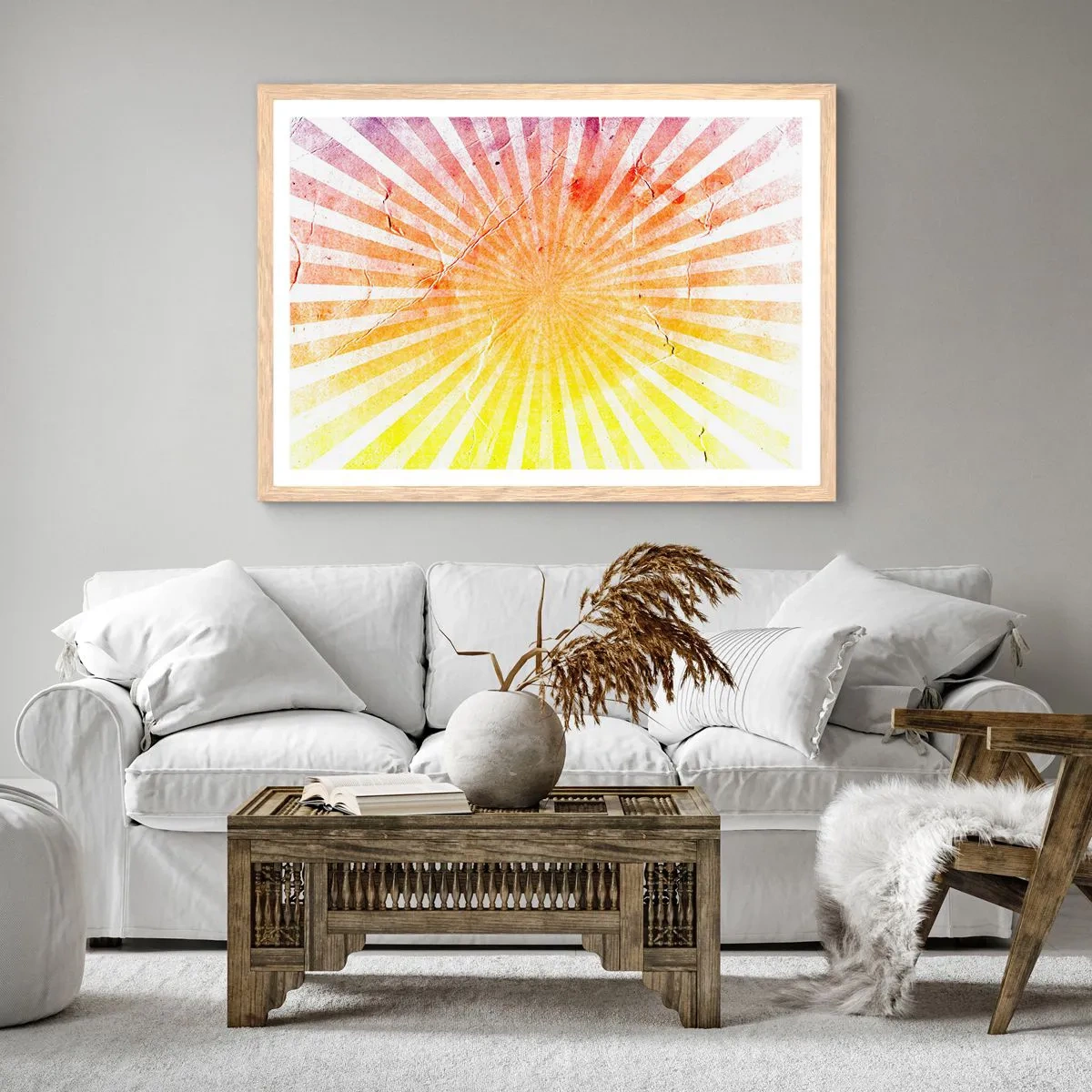Pôster com moldura de carvalho claro - Nasceres e entardeceres - 91x61 cm