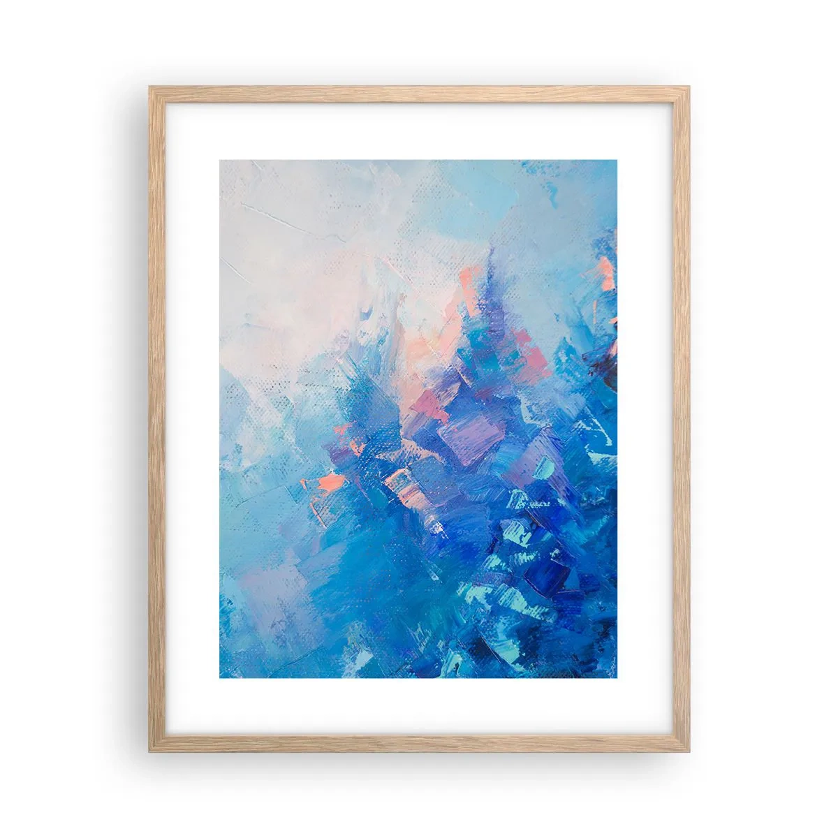 Pôster com moldura de carvalho claro - Abstração de inverno - 40x50 cm