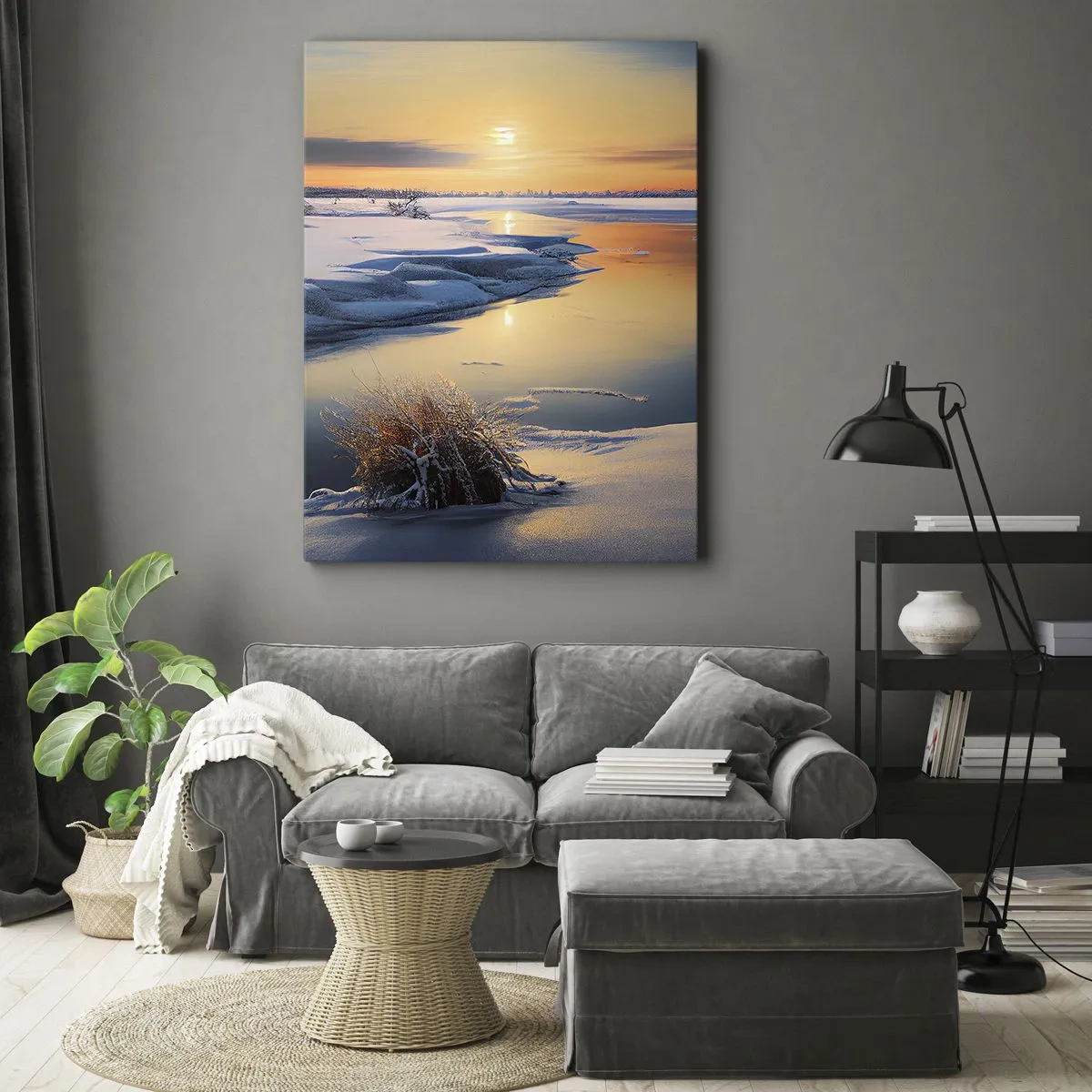 Quadro em tela - Pôr do sol de inverno - 80x120 cm